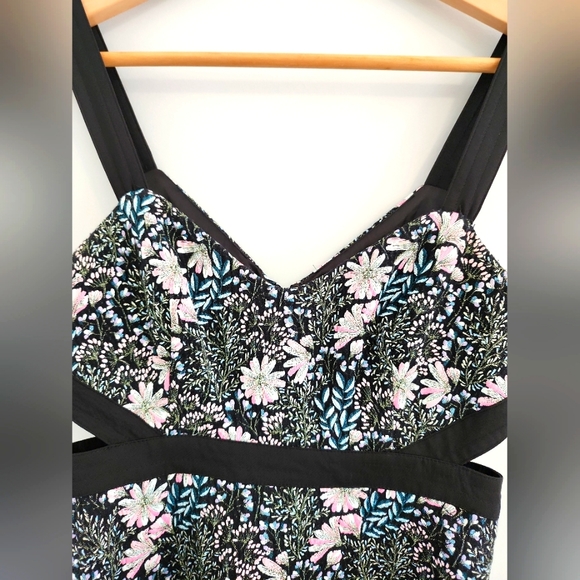 🌷2 for $20 FOREVER NEW Women Short Dress Size 6 Black Floral Sleeveless A line - Picture 5 of 11